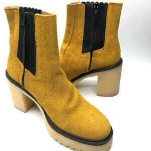 Free People James Chelsea Mustard Suede Boots Size EU 38 / US 8
